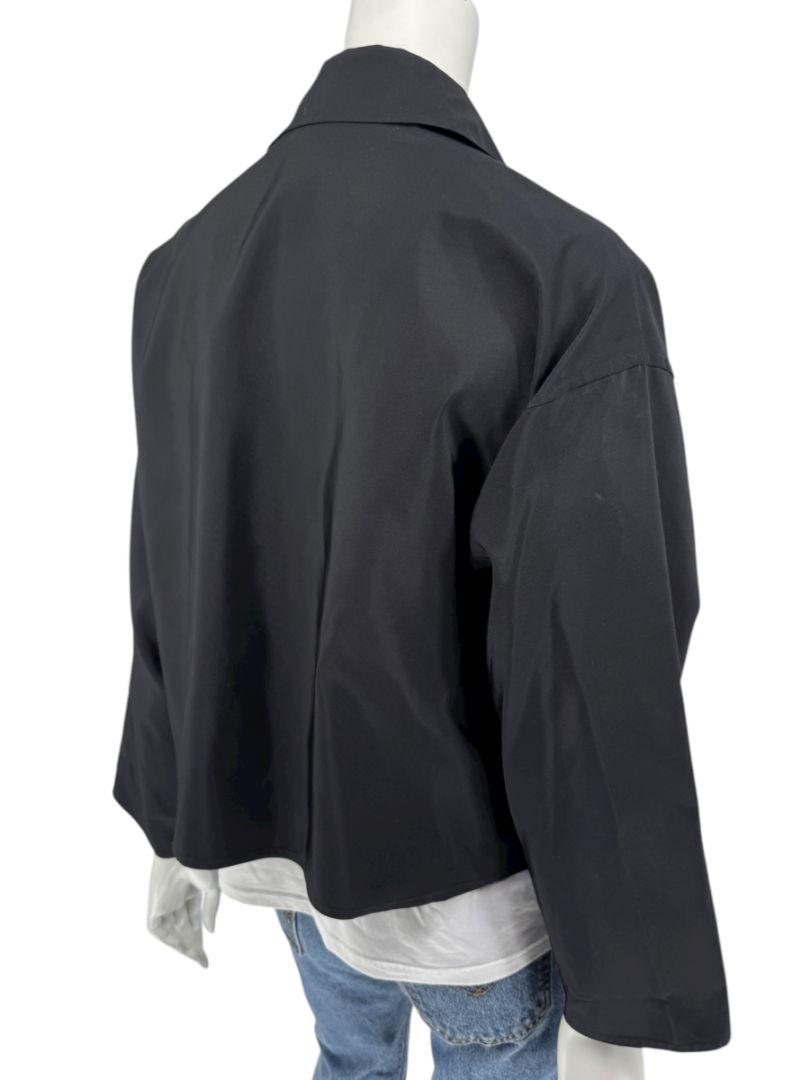 Zoran Black 100% Silk Cropped Jacket – Size Large