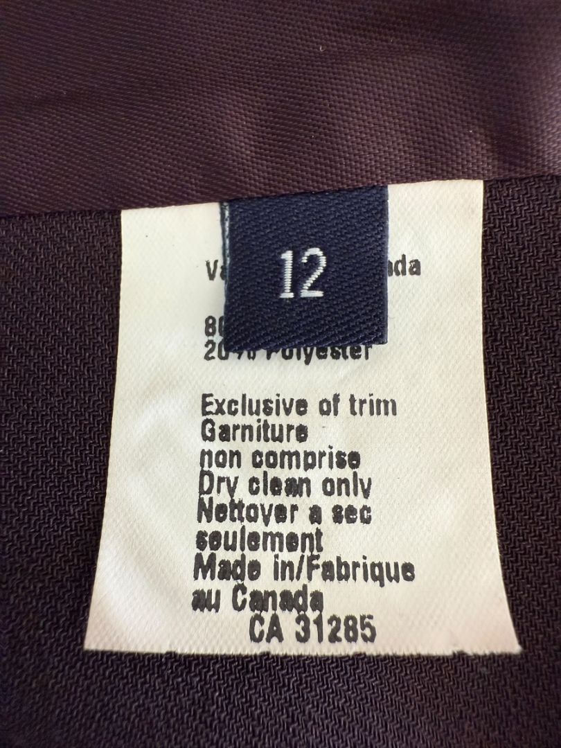 Ron Leal Aubergine Wool-Blend Two-Piece Set – Size 12