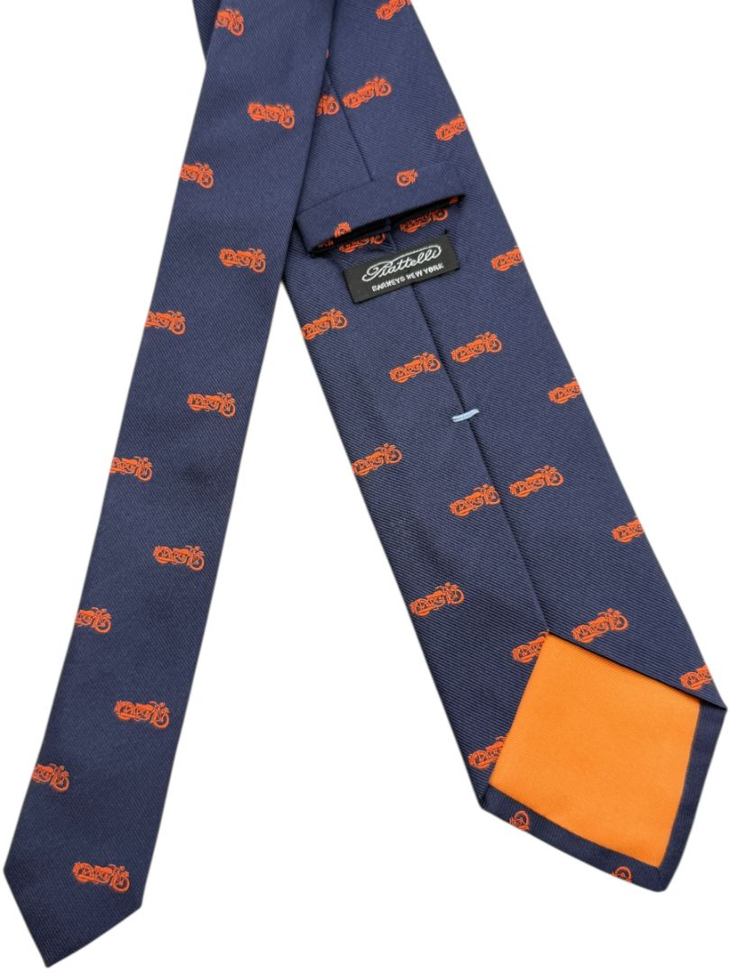 Piatelli Navy Motorcycle Motif Silk Tie