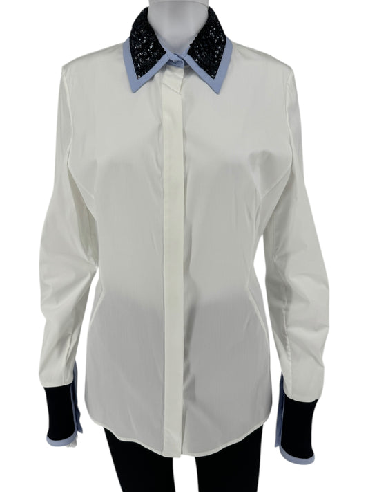 Christian Dior Dress Shirt with Embellished Collar - Size 12