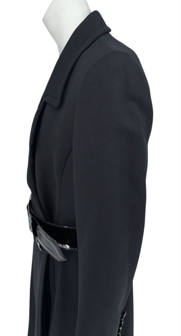 Armani Collezioni Black Wool Belted Coat – Size 10 (Good Condition)