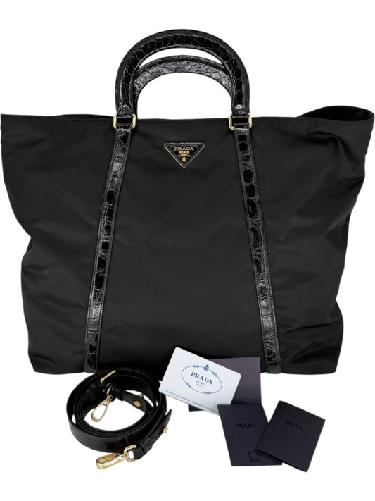 Prada Tessuto Nylon & Leather Trim Tote – Nero