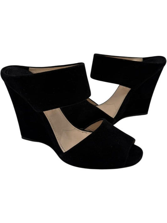 Prada Black Suede Cutout Wedge Sandals – Size 39