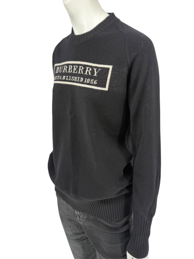 Burberry London Black Wool Logo Sweater – Size L
