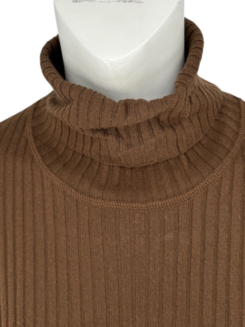 Burberry London Brown Ribbed Silk-Wool-Cashmere Turtleneck Sweater – Size L