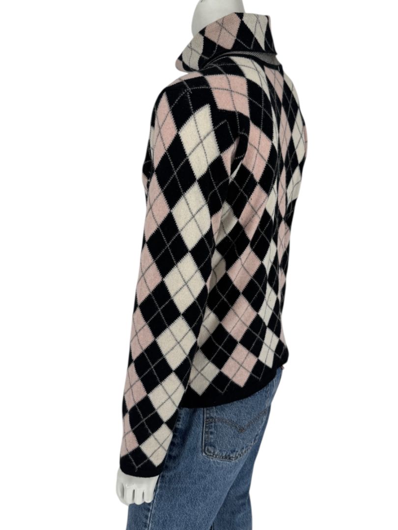 Pringle of Scotland 100% Cashmere Argyle Turtleneck Sweater – Size XL