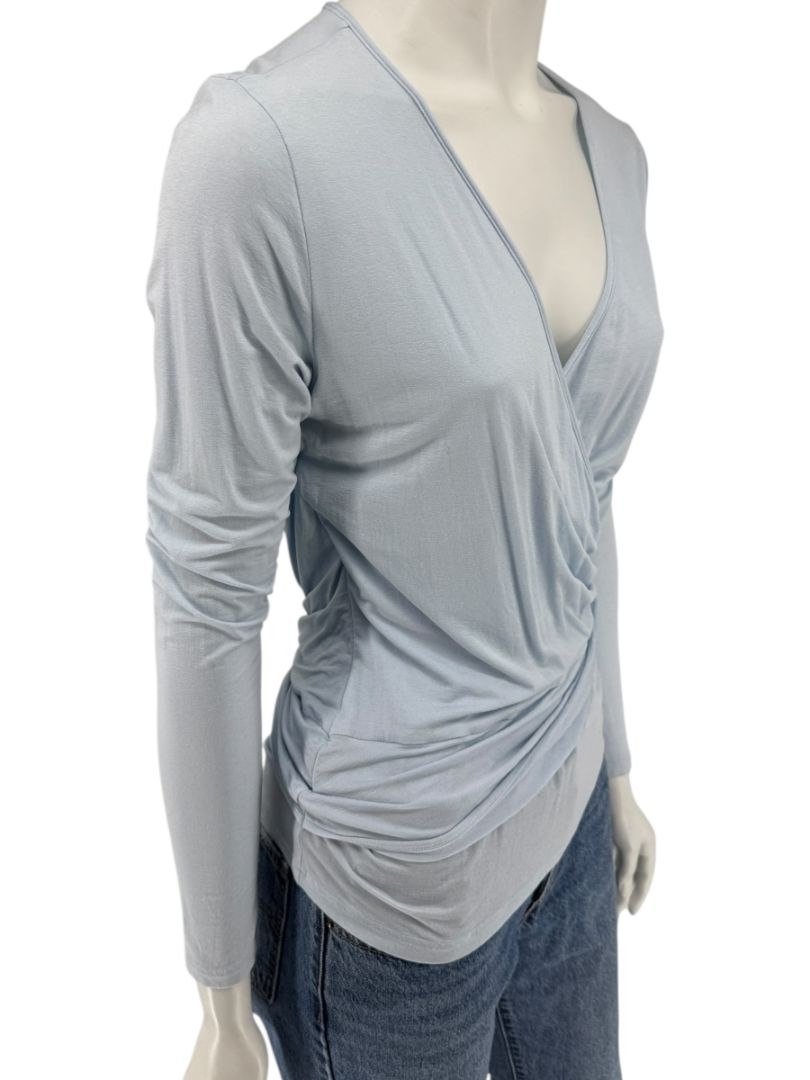 René Lezard Light Blue Draped Wrap Long Sleeve Top – Large  Made in Germany