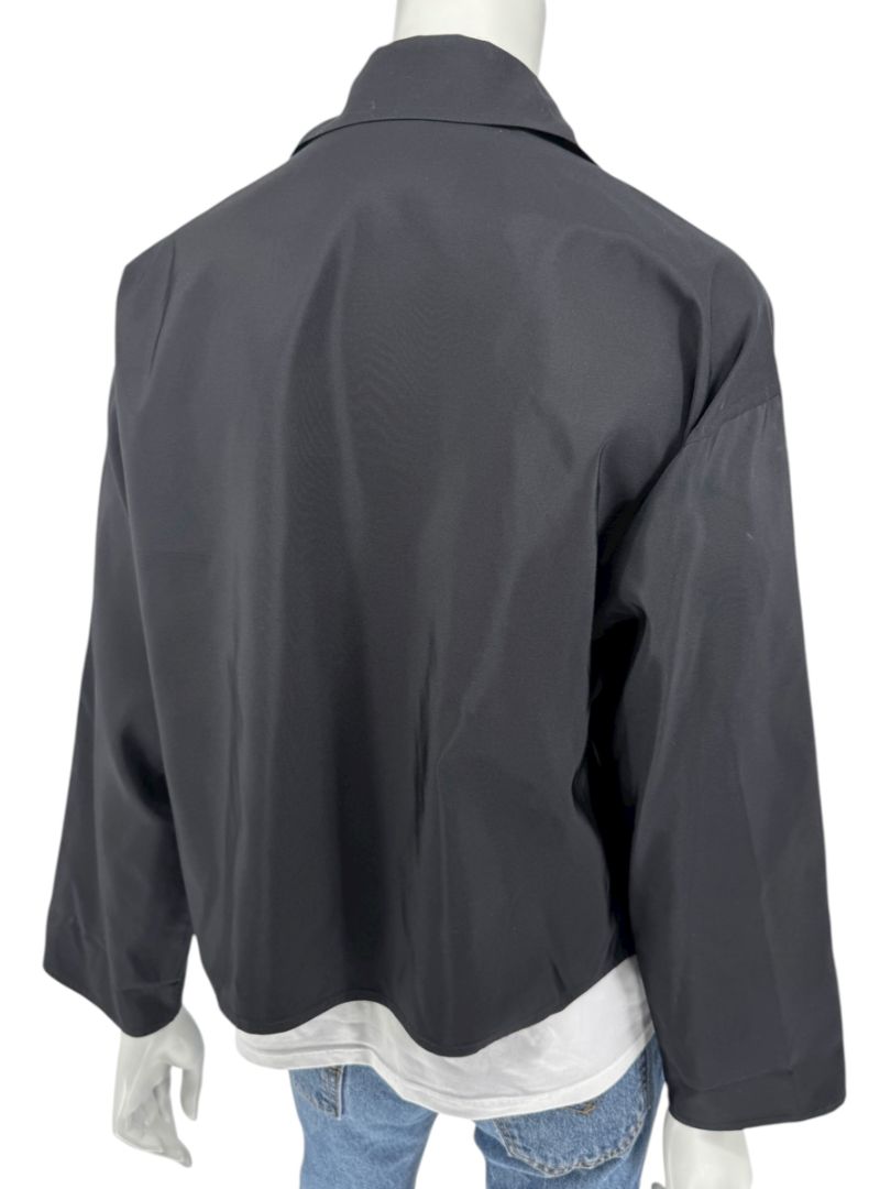 Zoran Black 100% Silk Cropped Jacket – Size Large