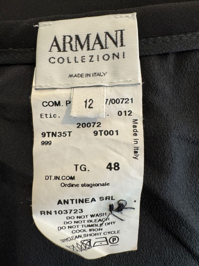 Armani Collezioni Black Acetate–Silk Flared Midi Skirt – Size 12 (IT 48)
