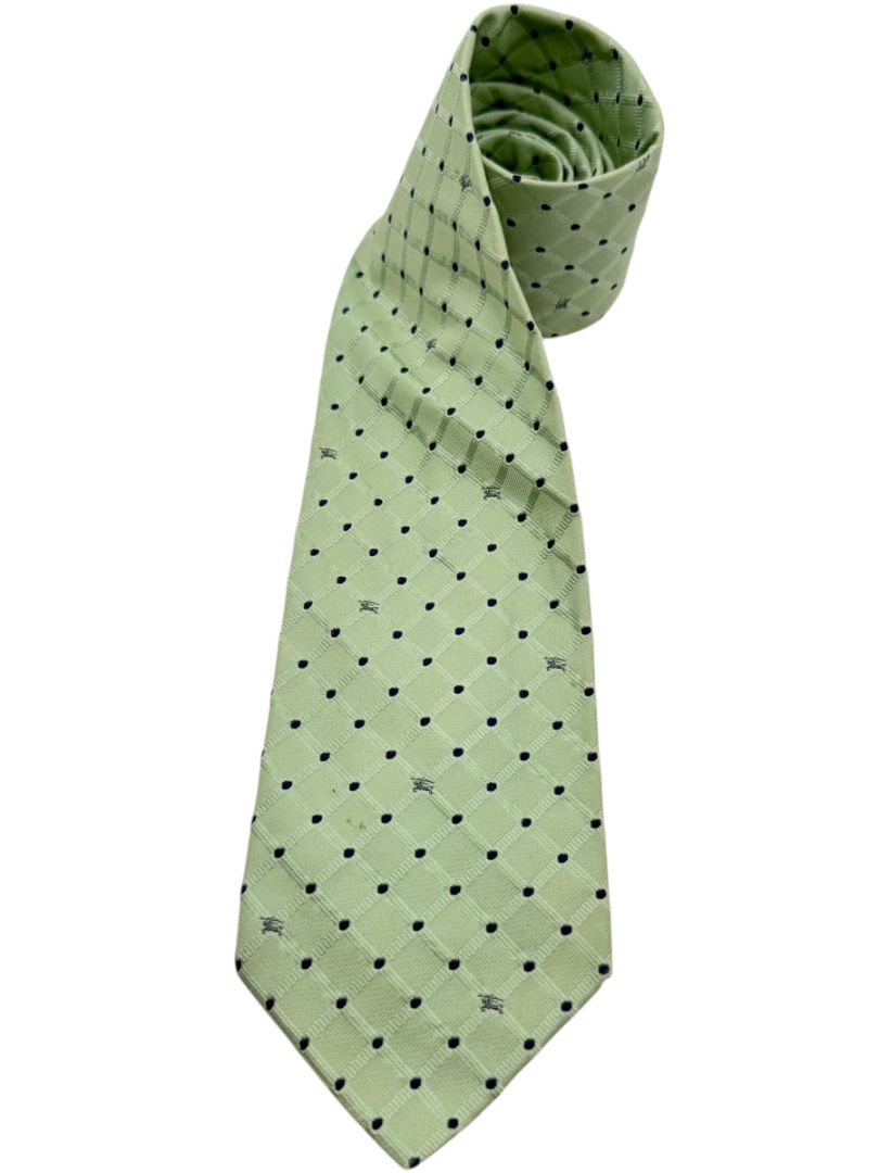 Burberry London Sage Green Geometric Micro-Dot Silk Neck Tie