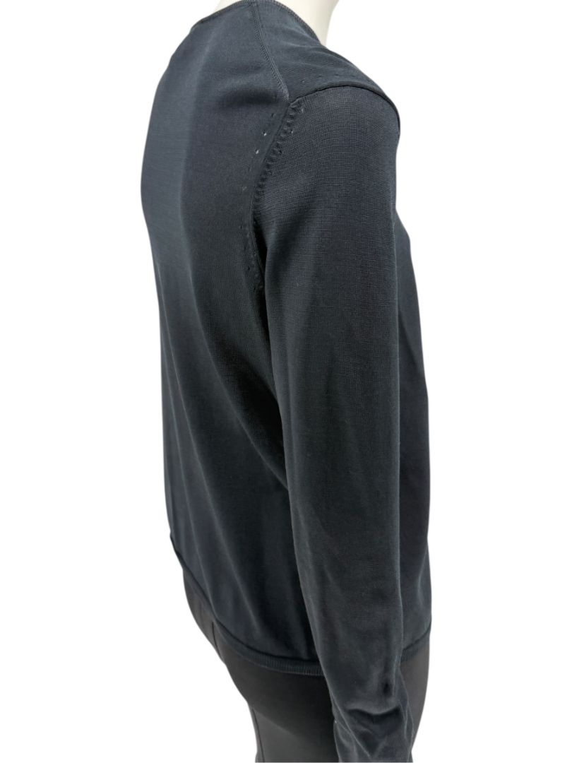 Oscar Navy Rayon-Nylon Knit Cardigan – Size L