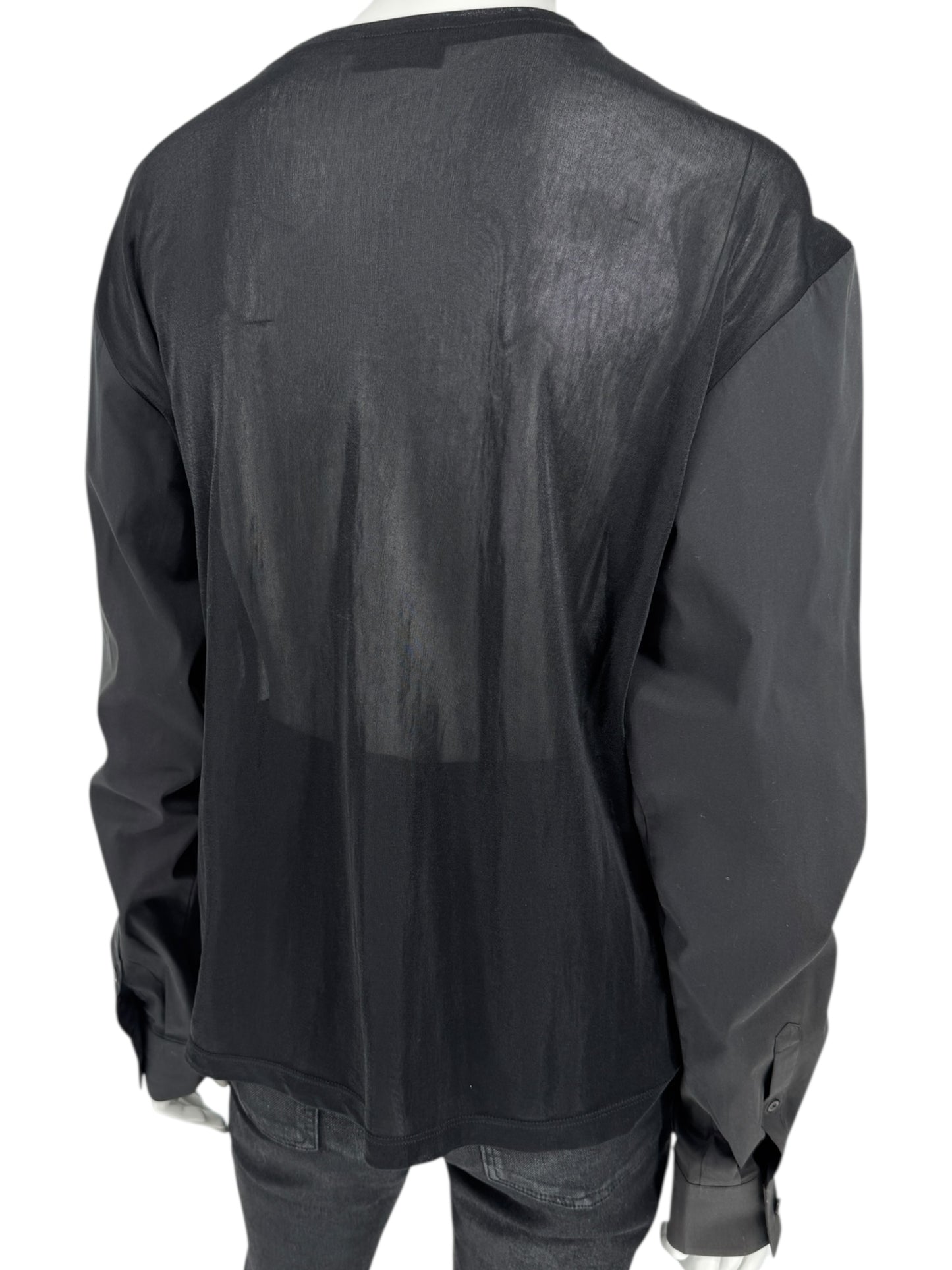 Prada Black Mixed-Fabric Long Sleeve Top – Size IT 40