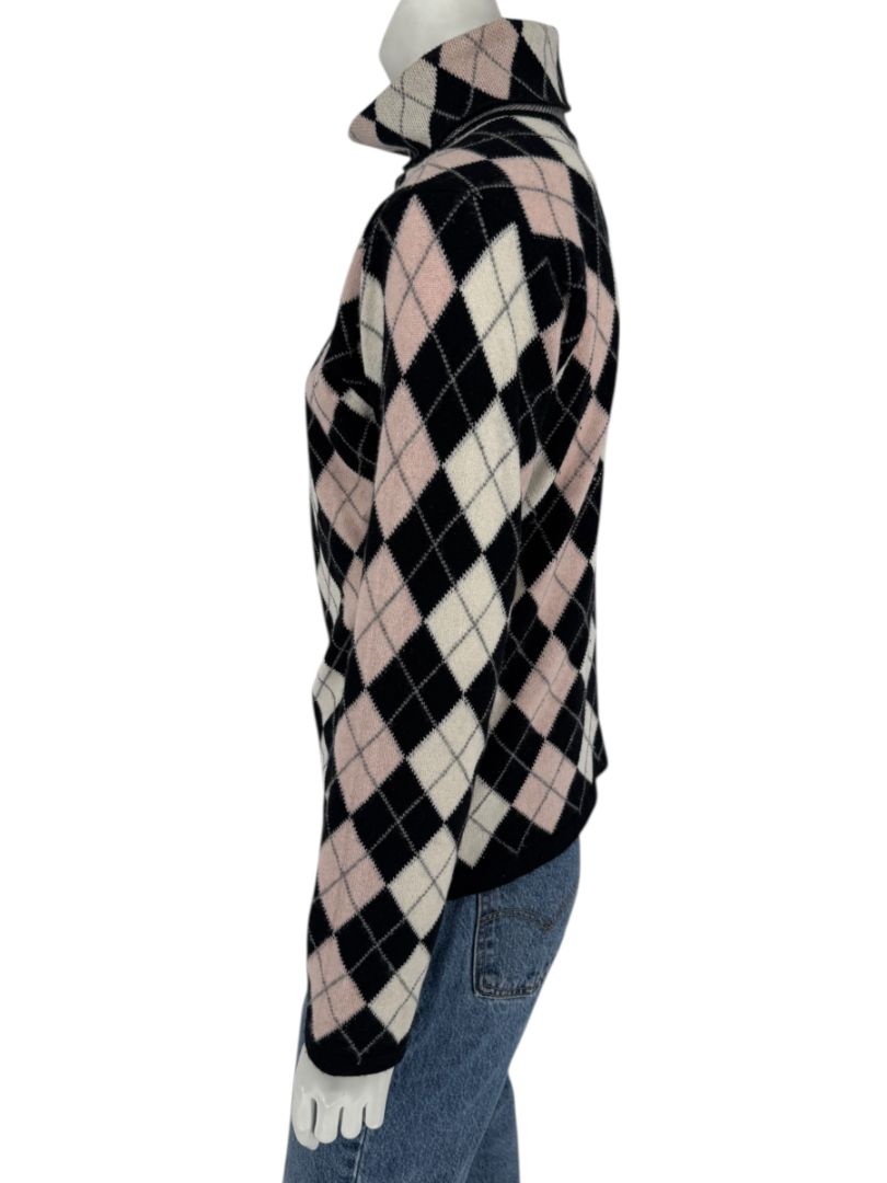 Pringle of Scotland 100% Cashmere Argyle Turtleneck Sweater – Size XL