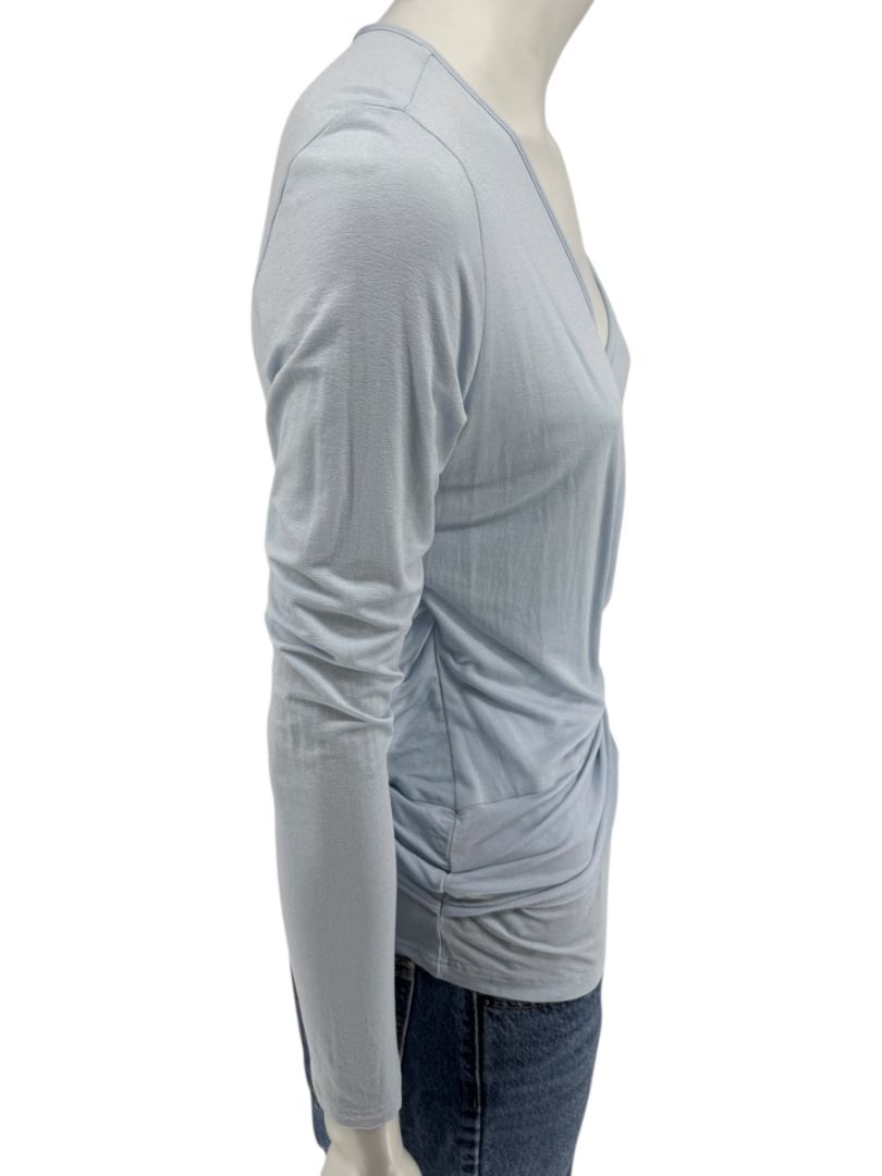 René Lezard Light Blue Draped Wrap Long Sleeve Top – Large  Made in Germany