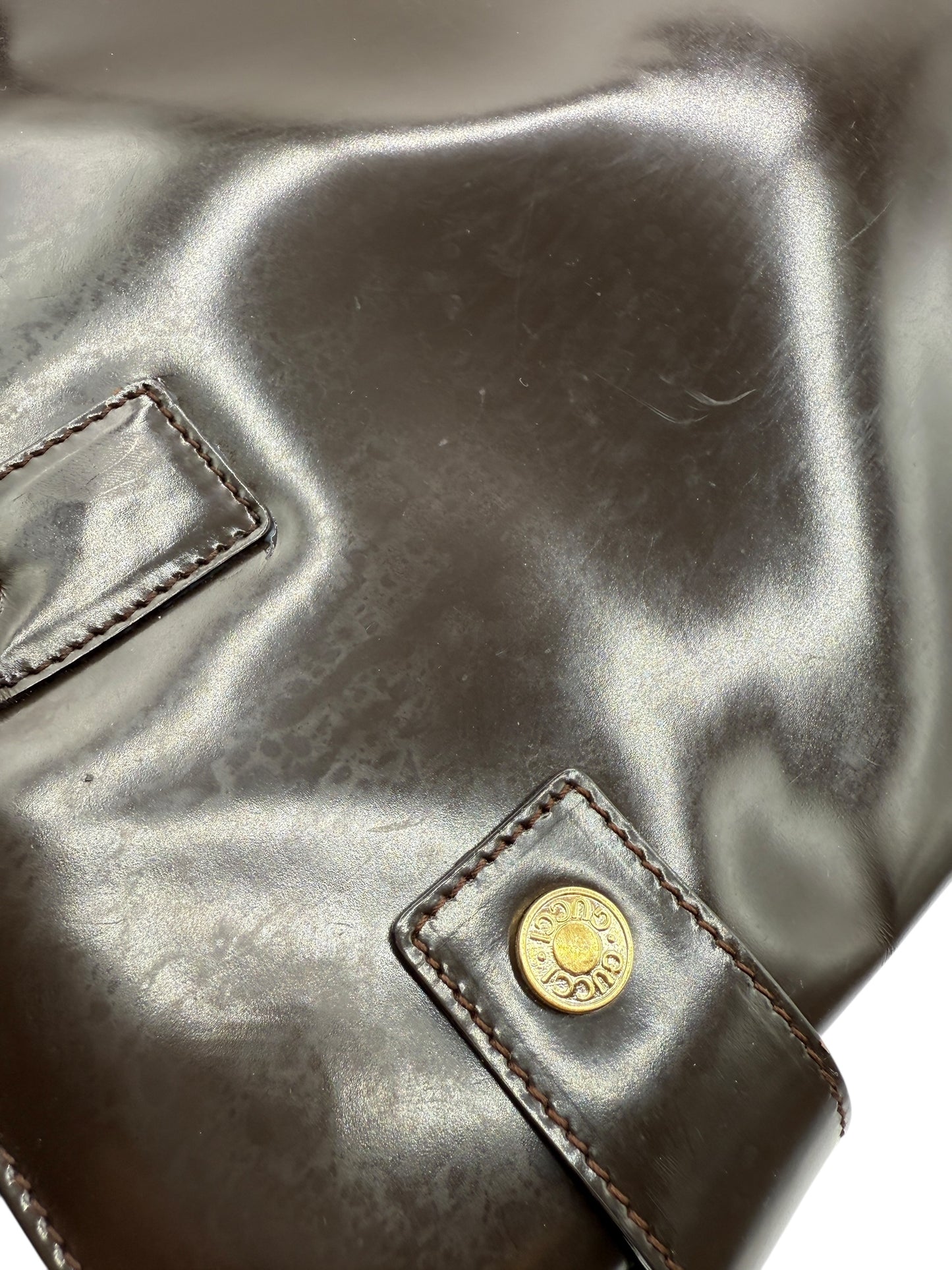 GUCCI Vintage Brown Patent Leather Tote