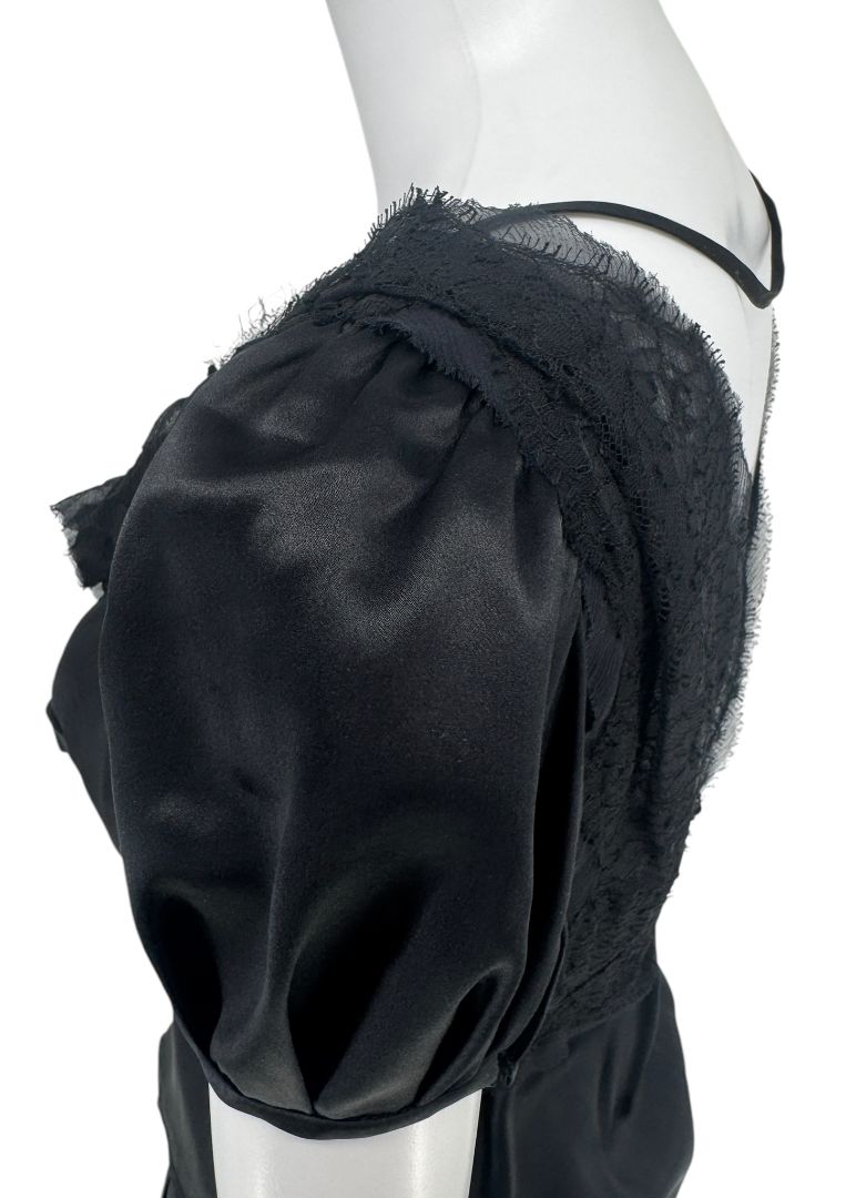 Prada Black Silk Lace Trim Ruffle Blouse – New with Tags – IT 40 / US 4
