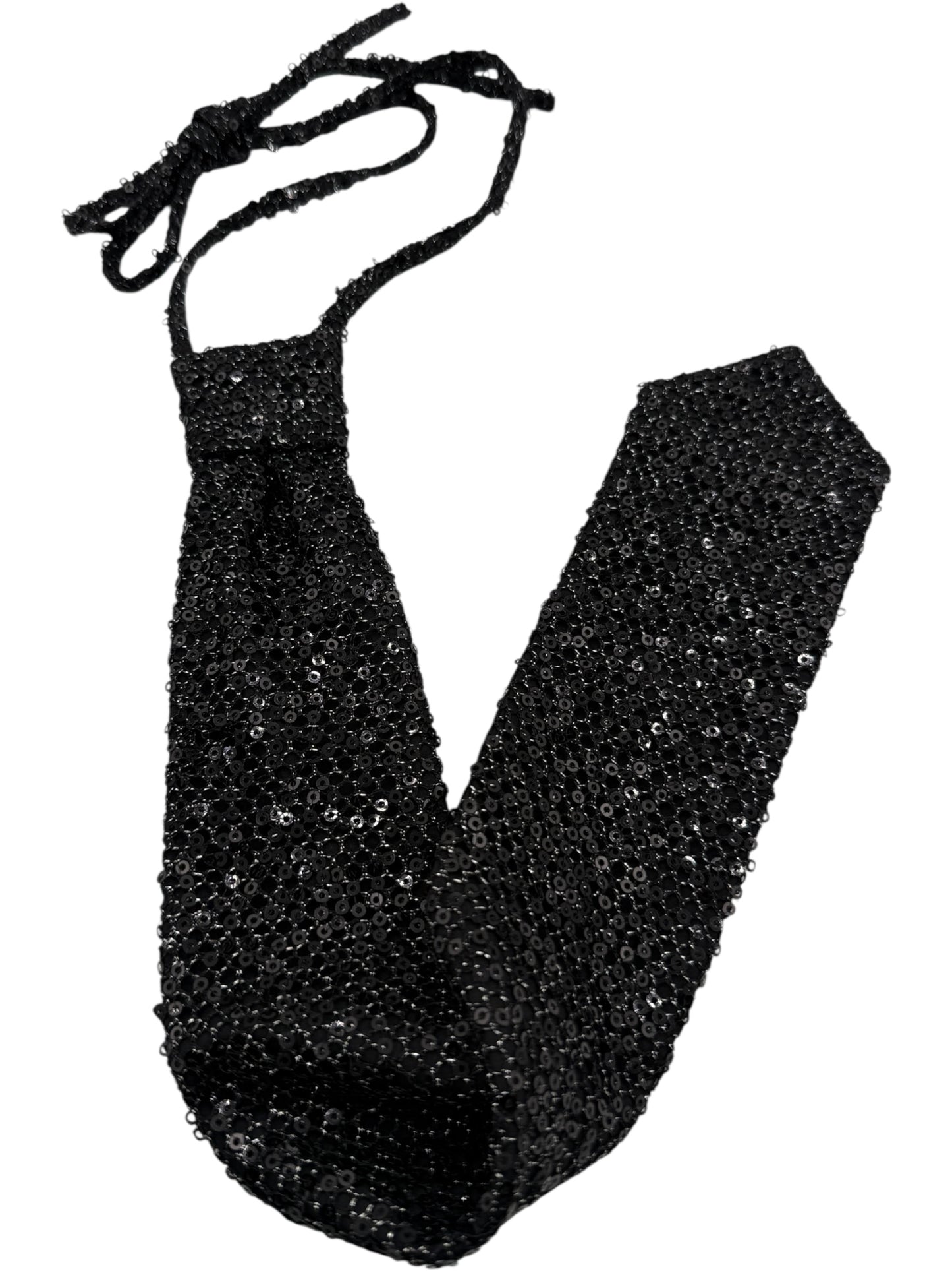 Pamella Roland Black Sequin Neck Tie – One Size