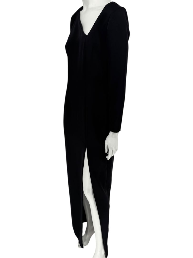 Pamella Roland Black Asymmetric Neckline Gown – Large