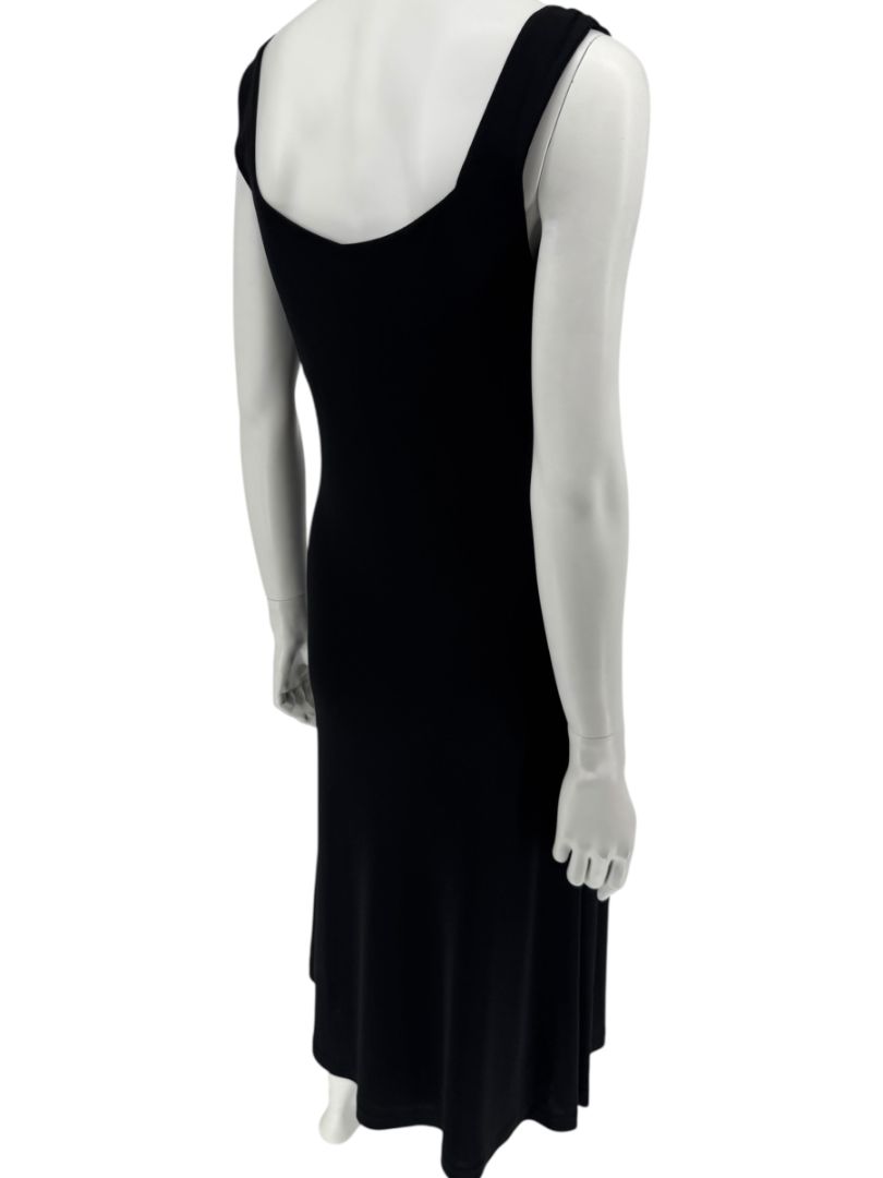 Lida Baday Black Sleeveless Midi Dress with Lace Trim – Size M
