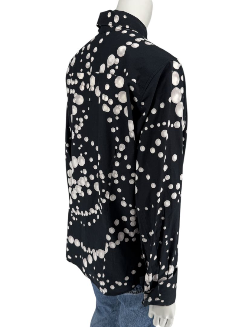 Craig Taylor Black & White Abstract Bubble-Print Long-Sleeve Shirt – Size XL