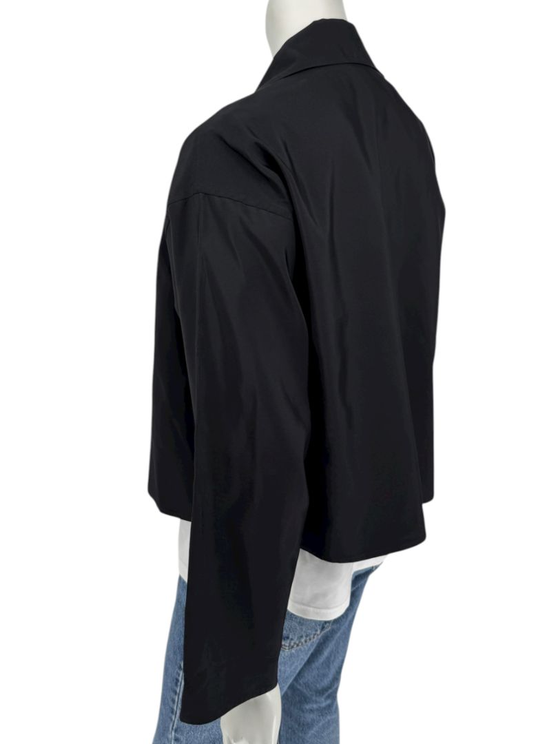 Zoran Black 100% Silk Cropped Jacket – Size Large