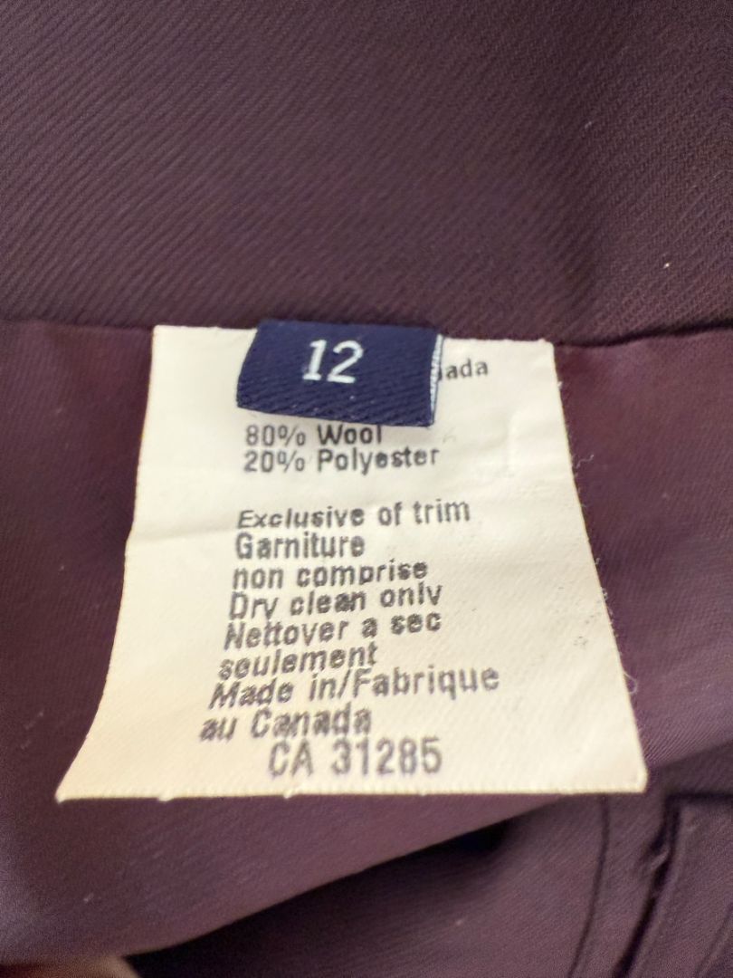 Ron Leal Aubergine Wool-Blend Two-Piece Set – Size 12