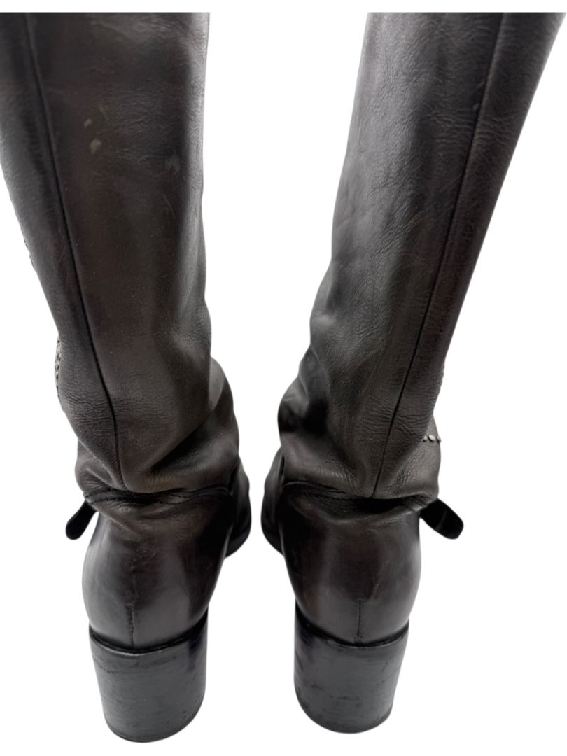 Patrick Cox Studded Skull Leather Moto Boots – Made in Italy – Size 40