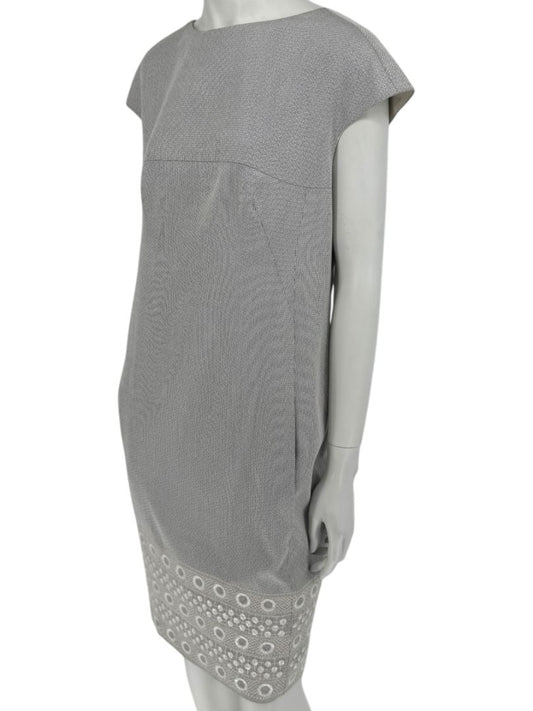 Pamella Roland Grey Beaded Sheath Dress – Large