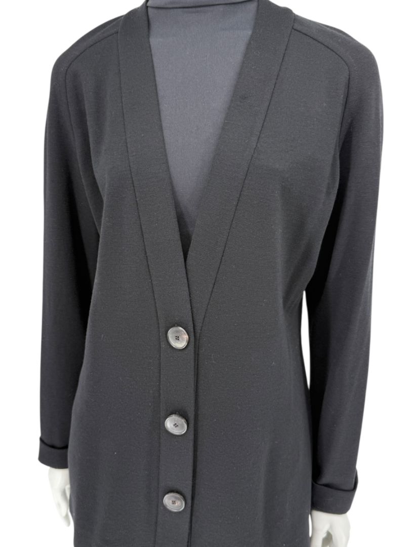 Lida Baday Black Wool Knit Cardigan - Size 12