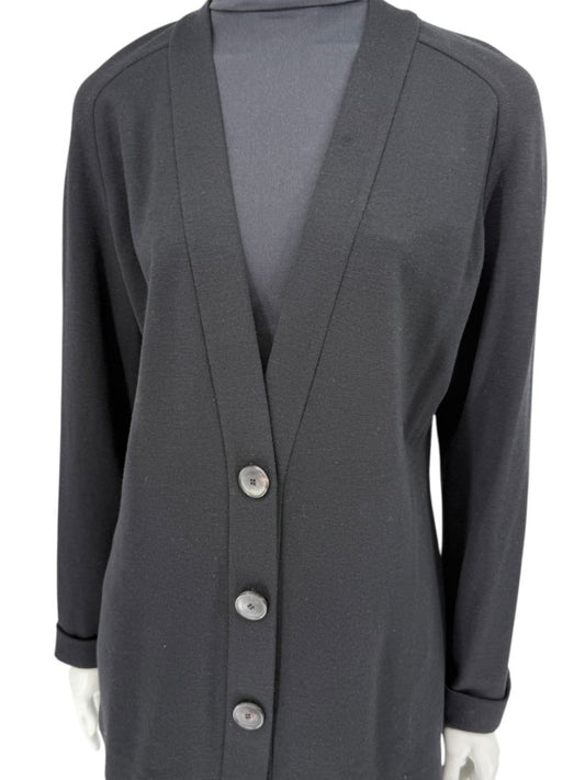 Lida Baday Black Wool Knit Cardigan - Size 12