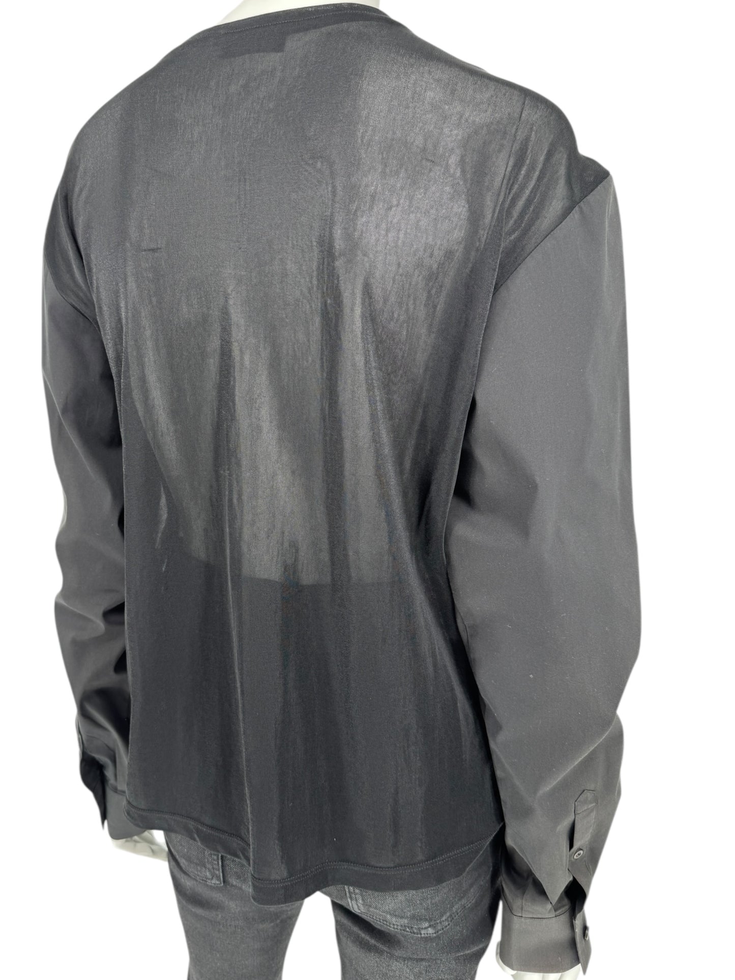 Prada Black Mixed-Fabric Long Sleeve Top – Size IT 40