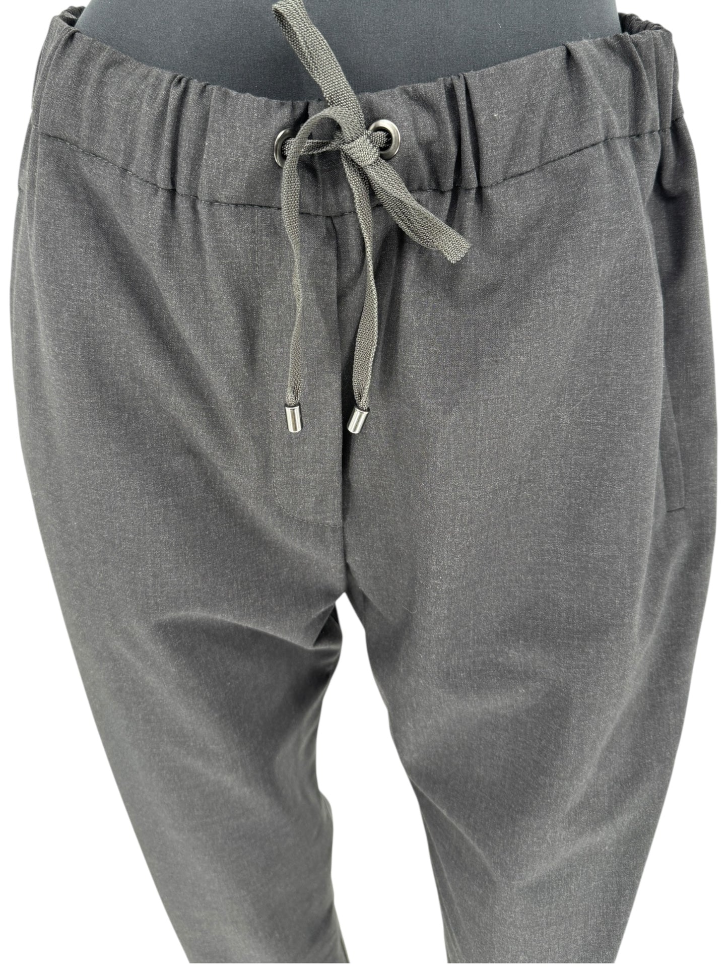 Brunello Cucinelli Charcoal Gray Wool-Blend Drawstring Pants – Size 8 (IT 44)