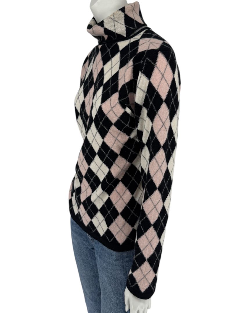 Pringle of Scotland 100% Cashmere Argyle Turtleneck Sweater – Size XL