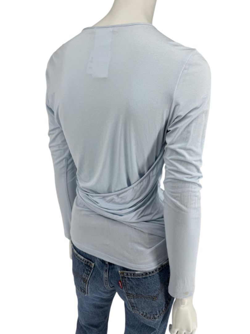 René Lezard Light Blue Draped Wrap Long Sleeve Top – Large  Made in Germany