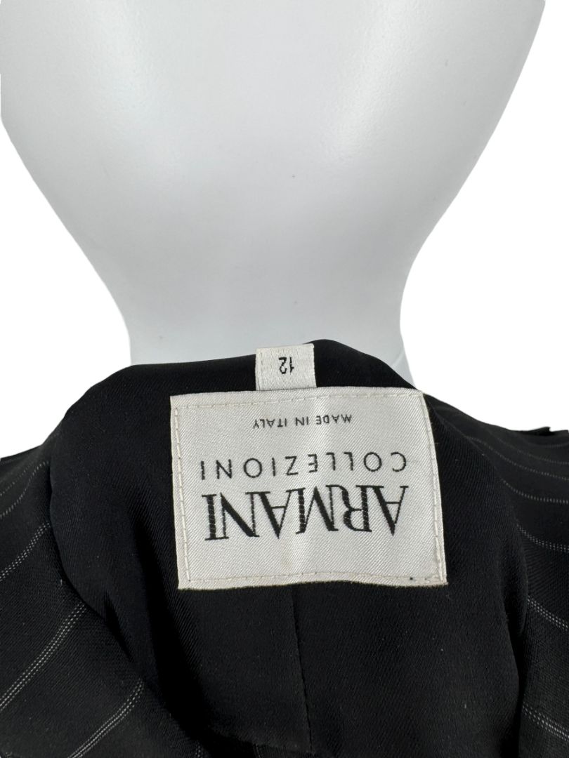 Armani Collezioni Charcoal Pinstripe 3-Piece Suit – Size 12