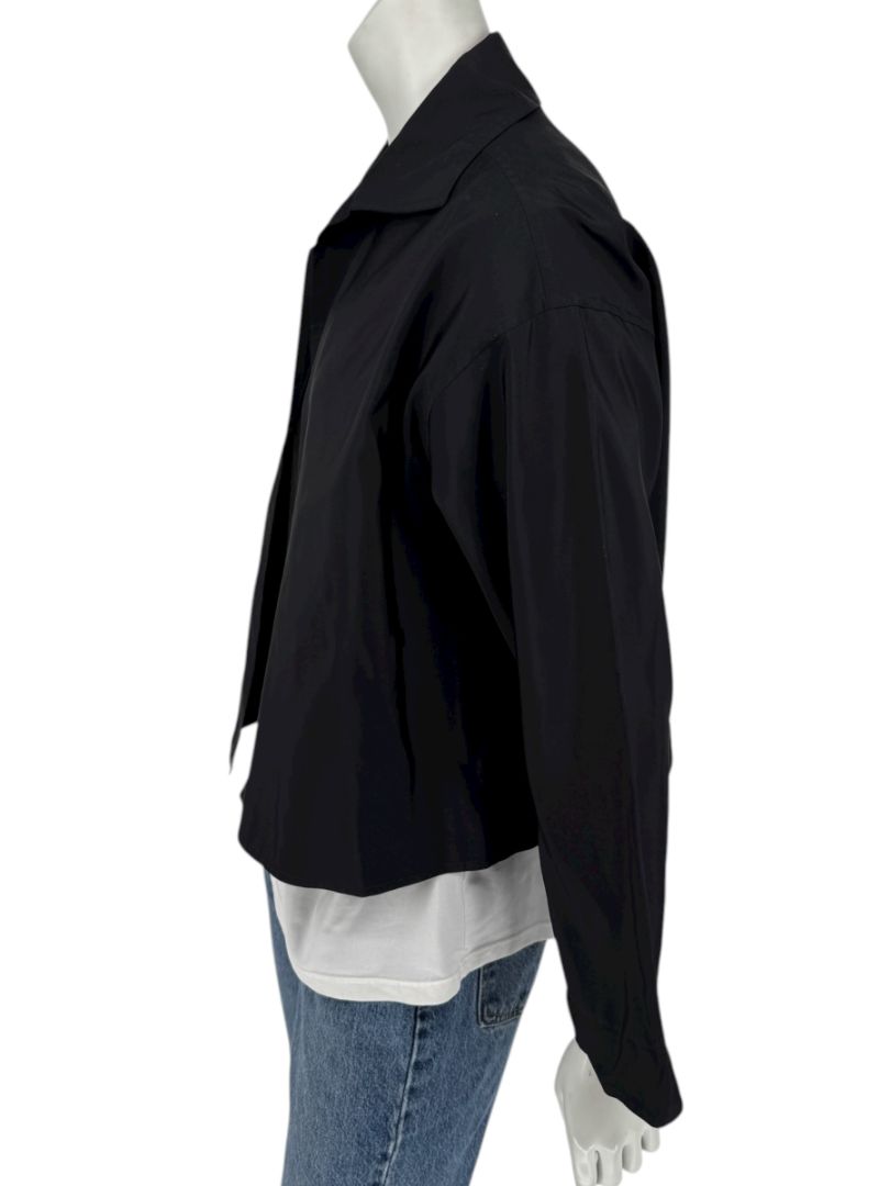 Zoran Black 100% Silk Cropped Jacket – Size Large