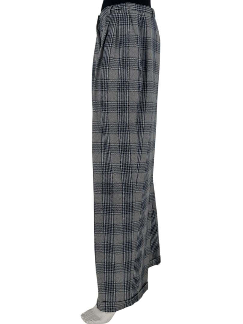 Oscar de la Renta Gray Plaid Wool Trousers – Size 14