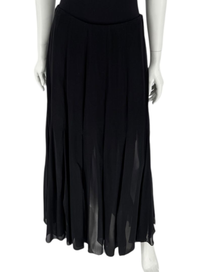 Dana Buchman Black Silk Pleated Maxi Skirt – Size 10