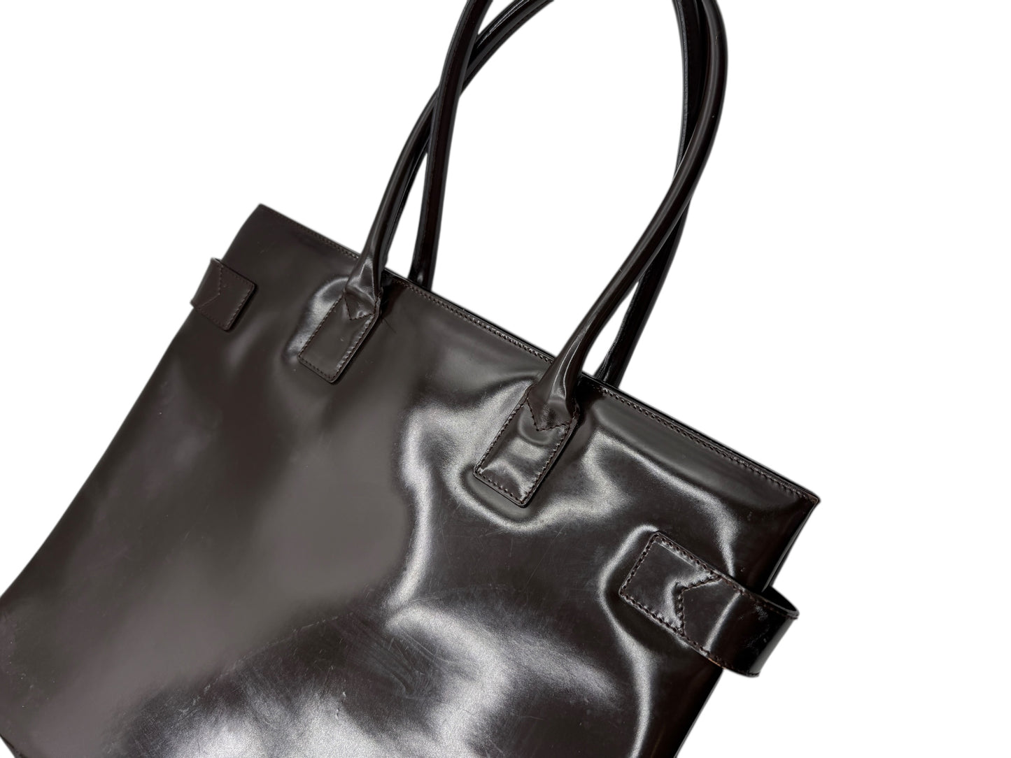 GUCCI Vintage Brown Patent Leather Tote