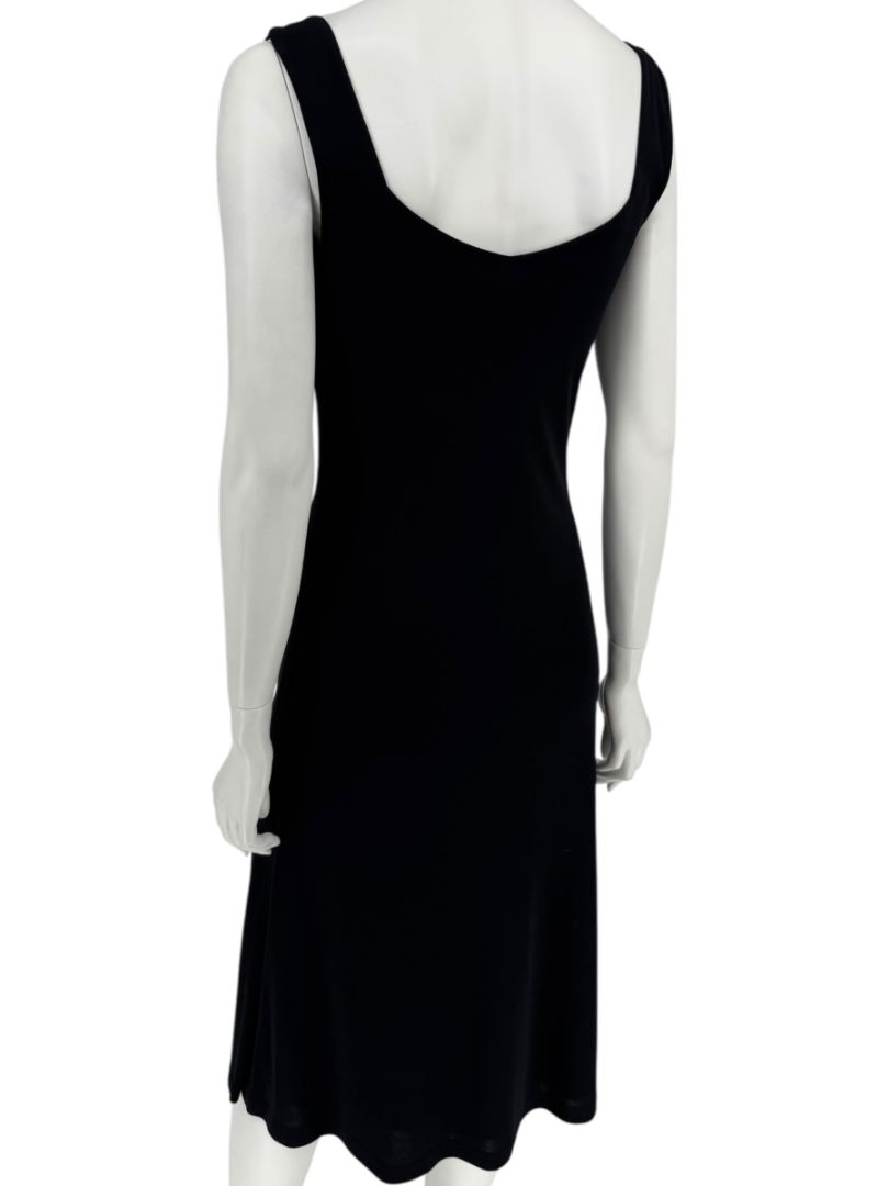 Lida Baday Black Sleeveless Midi Dress with Lace Trim – Size M