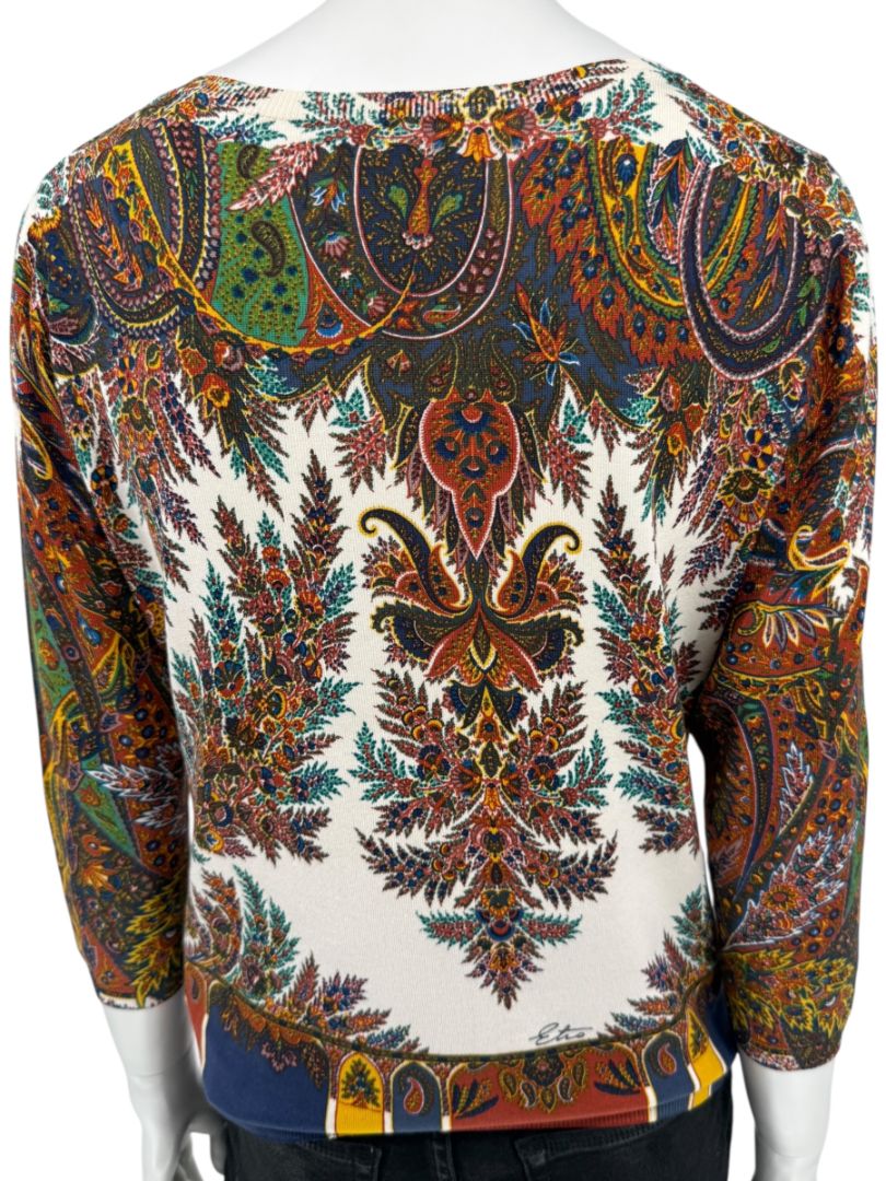 Etro Milano Multicolor Paisley Silk Knit Top – Size 46 (IT)