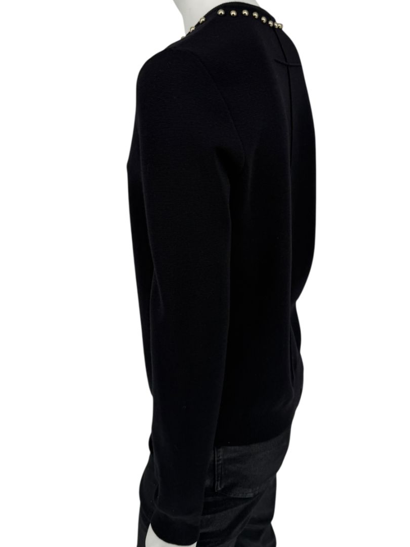 Givenchy Paris Black Wool Studded V-Neck Sweater – Size M
