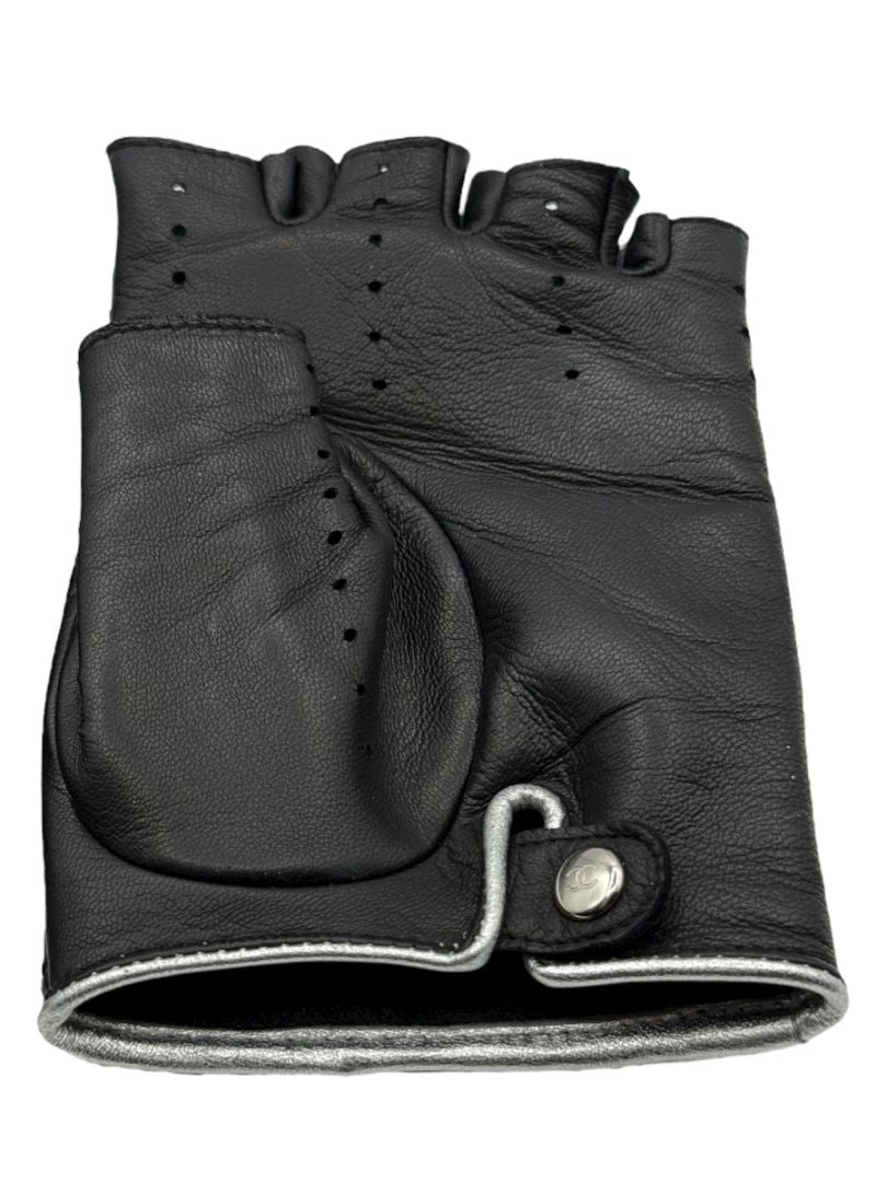 Chanel Quilted Lambskin Beaded CC Fingerless Gloves – Size 7½ – Excellent Preowned Condition (Rare)