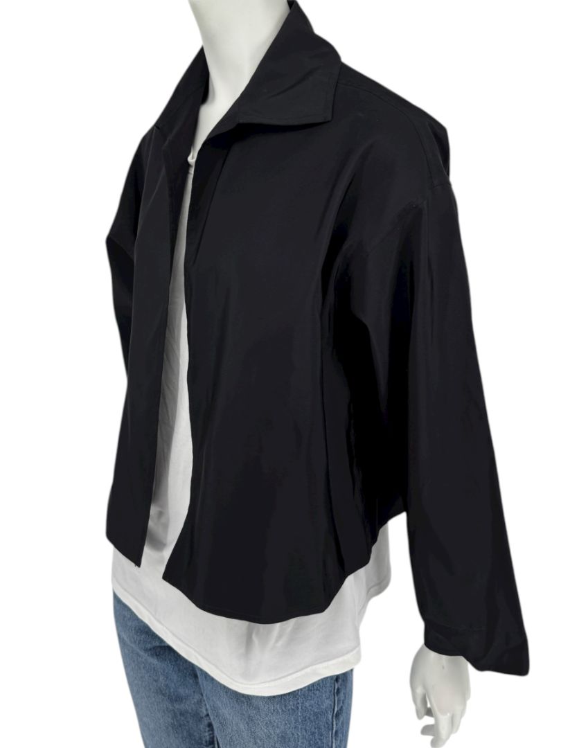 Zoran Black 100% Silk Cropped Jacket – Size Large
