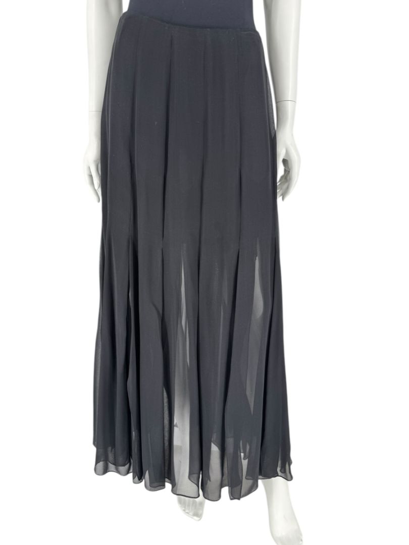 Dana Buchman Black Silk Pleated Maxi Skirt – Size 10