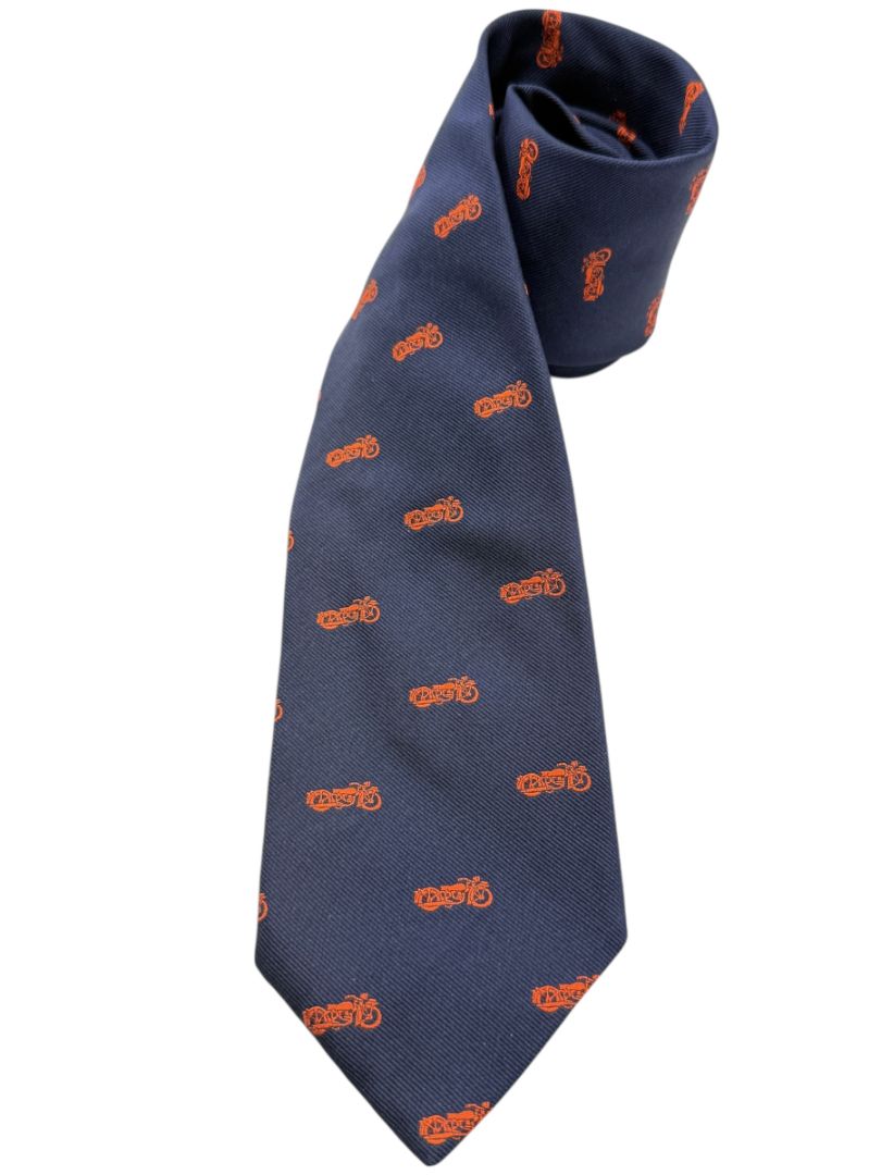 Piatelli Navy Motorcycle Motif Silk Tie