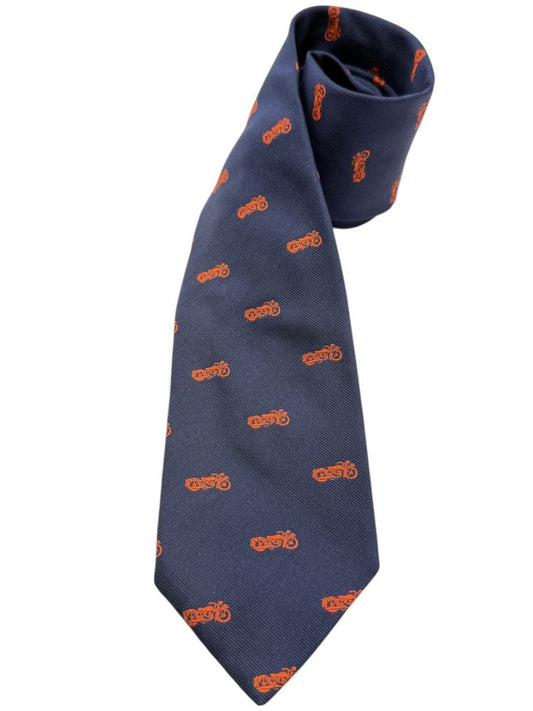 Piatelli Navy Motorcycle Motif Silk Tie