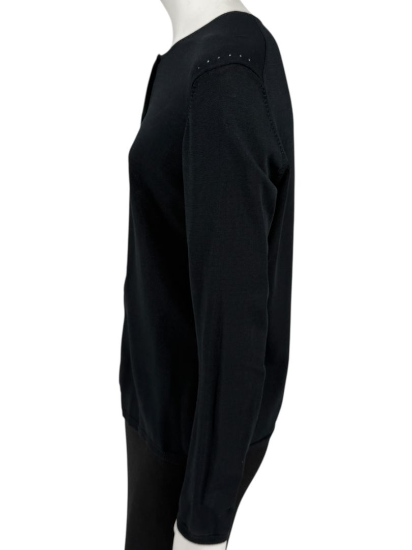 Oscar Navy Rayon-Nylon Knit Cardigan – Size L