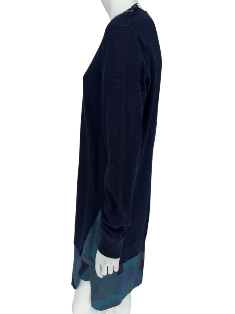 Louis Vuitton Navy Knit Tunic Dress with Printed Hem - Size L