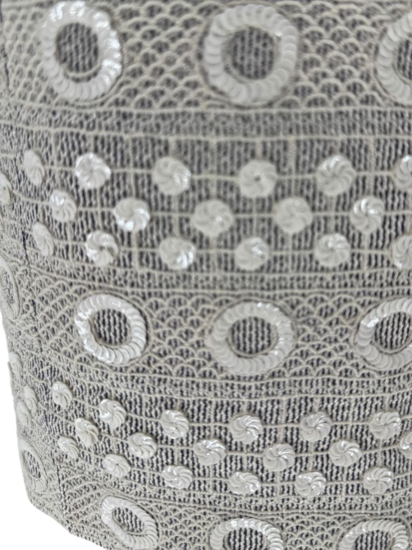 Pamella Roland Grey Beaded Sheath Dress – Large